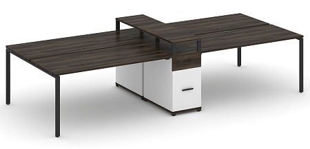 Рабочая станция на 6 мест с четыремя опорными тумбами CN.DRS-440 B/W
