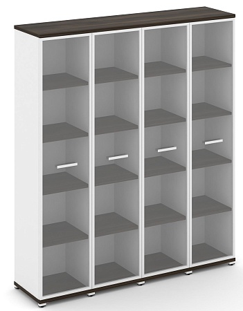 Шкаф четыре узкие секции, 5 ниш (4 фасадов стекло прозрачное в раме,  5 ниш) CN.STU-548 RP B/W