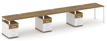 Рабочая станция на 3 места с тремя опорными тумбами CN.ORS-344 B/W