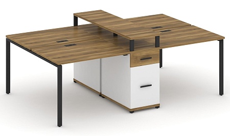 Рабочая станция на 6 мест с четыремя опорными тумбами CN.DRS-437 B/W