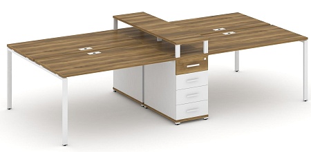 Рабочая станция на 6 мест с четыремя опорными тумбами CN.DRS-435 B/W