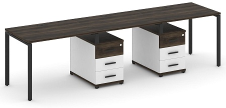 Рабочая станция на 3 места с двумя опорными тумбами CN.ORS-333 B/W