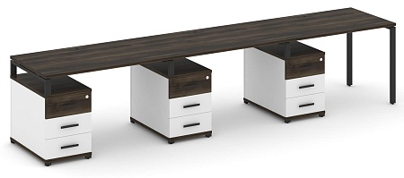 Рабочая станция на 3 места с тремя опорными тумбами CN.ORS-342 B/W