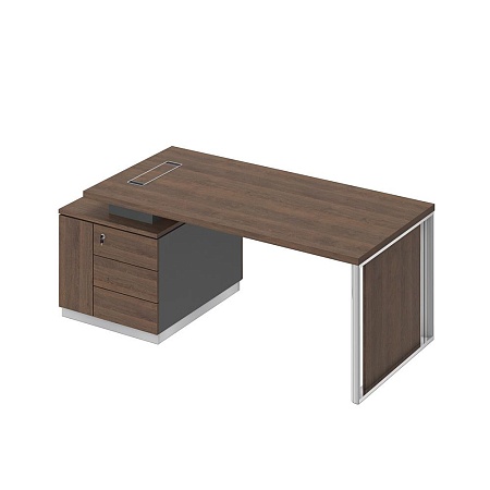 Стол руководителя на опорной тумбе с декоративной вставкой левый БР 111L