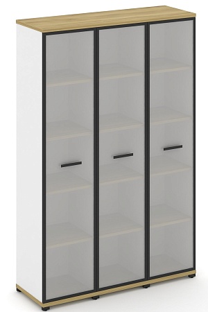 Шкаф три узкие секции, 5 ниш (3 фасада стекло белое матовое в раме, 5 ниш) CN.STU-538 RM B/W