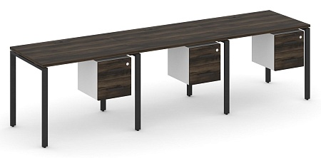 Рабочая станция односторонняя с подвесными тумбами на 3 места CN.ORS-133 B/W