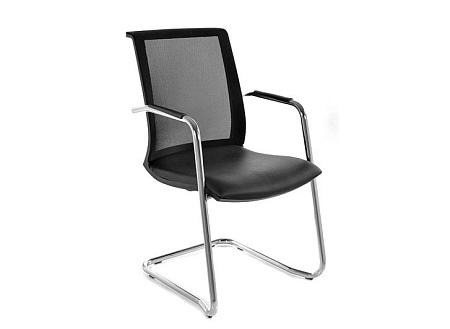 Кресло на полозьях, кожа ЧЕРНЫЙ/ХРОМ Skin black Dakota black