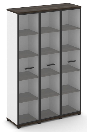 Шкаф три узкие секции, 5 ниш (3 фасада стекло прозрачное в раме, 5 ниш) CN.STU-538 RP B/W