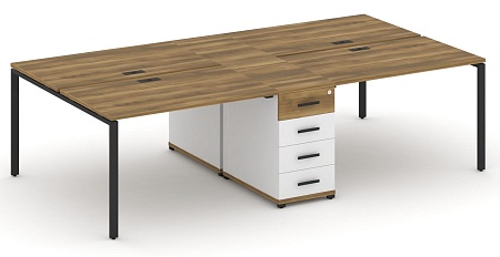 Рабочая станция на 4 места с двумя опорными тумбами CN.DRS-418 B/W