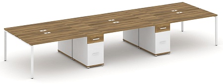 Рабочая станция на 6 мест с четыремя опорными тумбами CN.DRS-455 B/W