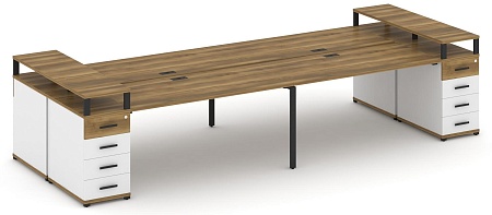 Рабочая станция на 6 мест с шестью опорными тумбами CN.DRS-444 B/W