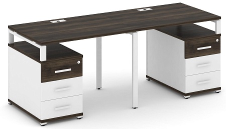 Рабочая станция на 2 места с двумя опорными тумбами CN.ORS-317 B/W