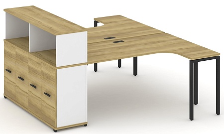 Рабочая станция с опорным распашным шкафом с надставкой низкой CN.DSA-214 B/W