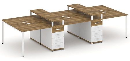 Рабочая станция на 6 мест с четыремя опорными тумбами CN.DRS-465 B/W