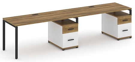 Рабочая станция на 2 места с двумя опорными тумбами CN.ORS-316 B/W