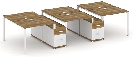 Рабочая станция на 6 мест с двумя двухсторонними опорными тумбами CN.DRS-337 B/W
