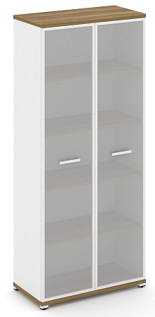 Шкаф одна широкая секция, 5 ниш (2 фасада стекло белое матовое в раме, 5 ниш) CN.STS-518 RM B/W