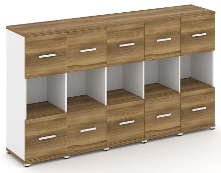 Шкаф пять узких секций, 3 ниши (5 фасадов ЛДСП, 1 ниша + 5 фасадов ЛДСП, 1 ниша) CN.STU-355 B/W