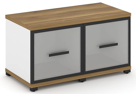 Шкаф две узкие секции, 1 ниша (2 фасада стекло белое матовое в раме, 1 ниша) CN.STU-123 RM B/W