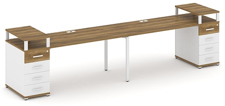 Рабочая станция на 2 места с двумя опорными тумбами CN.ORS-427 B/W