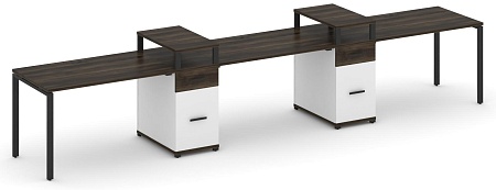 Рабочая станция на 3 места с двумя опорными тумбами CN.ORS-454 B/W