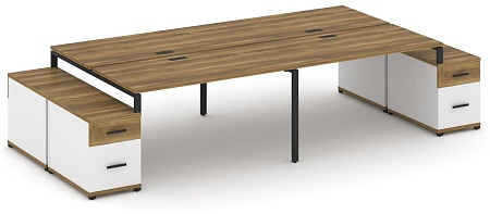 Рабочая станция на 4 места с двумя двухсторонними опорными тумбами CN.DRS-331 B/W