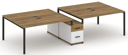 Рабочая станция на 4 места с двухсторонней опорной тумбой CN.DRS-316 B/W