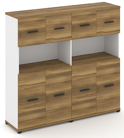 Шкаф две широкие секции, 4 ниши (4 фасада ЛДСП, 2 ниши + 4 фасада ЛДСП, 1 ниша) CN.STS-425 B/W