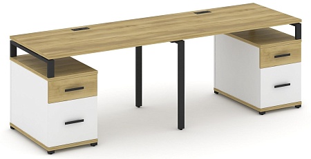 Рабочая станция на 2 места с двумя опорными тумбами CN.ORS-322 B/W