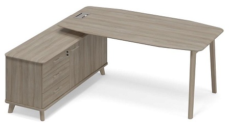 Стол руководителя левый (тип 2) WOOD на опорной тумбе ТМ В2 109