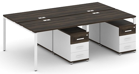 Рабочая станция на 4 места с двумя двухсторонними опорными тумбами CN.DRS-318 B/W