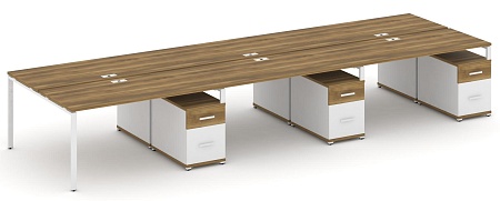 Рабочая станция на 6 мест с тремя двухсторонними опорными тумбами CN.DRS-356 B/W