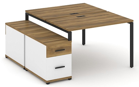 Рабочая станция на 2 места с двухсторонней опорной тумбой CN.DRS-306 B/W