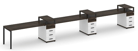 Рабочая станция на 3 места с тремя опорными тумбами CN.ORS-460 B/W