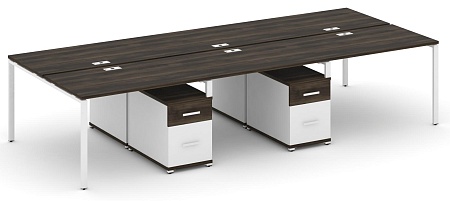 Рабочая станция на 6 мест с двумя двухсторонними опорными тумбами CN.DRS-346 B/W
