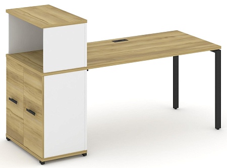 Стол рабочий с опорным распашным шкафом с надставкой низкой CN.SP-227 B/W