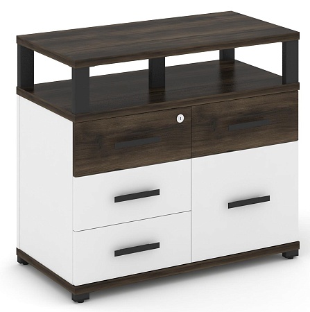 Тумба приставная широкая 4 ящика + 1 распашной фасад. С надставкой широкой. CN.TSP-012 B/W