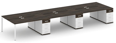 Рабочая станция на 6 мест с четыремя опорными тумбами CN.DRS-459 B/W
