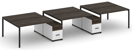 Рабочая станция на 6 мест с двумя двухсторонними опорными тумбами CN.DRS-339 B/W