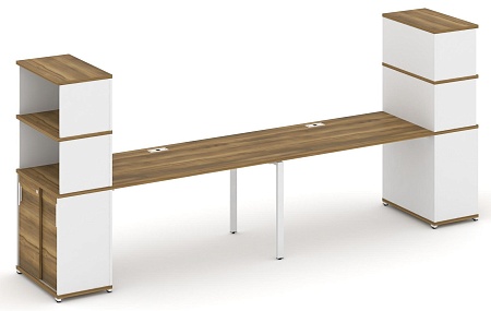 Рабочая станция с опорными шкафом купе с надставкой высокой CN.ORS-243 B/W