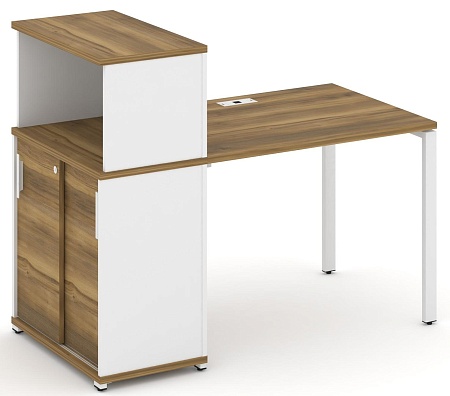 Стол рабочий с опорным шкафом купе с надставкой низкой CN.SP-237 B/W
