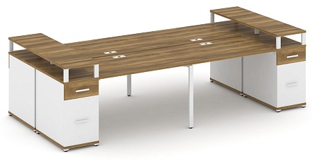 Рабочая станция на 6 мест с шестью опорными тумбами CN.DRS-446 B/W