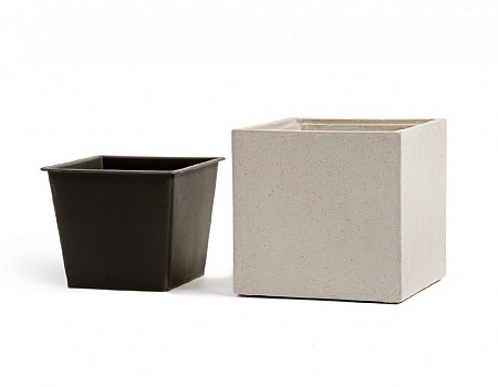 Кашпо TREEZ Effectory Beton Куб Белый песок 50х50х50 см