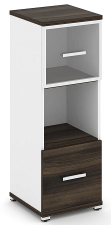 Шкаф одна узкая секция, 3 ниши (фасад ЛДСП, 1 ниша + фасад стекло прозрачное в раме, 1 ниша) CN.STU-315 RP B/W