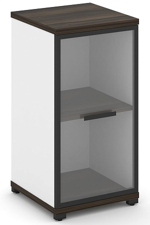 Шкаф одна узкая секция, 2 ниши (фасад стекло прозрачное в раме, 2 ниши) CN.STU-213 RP B/W