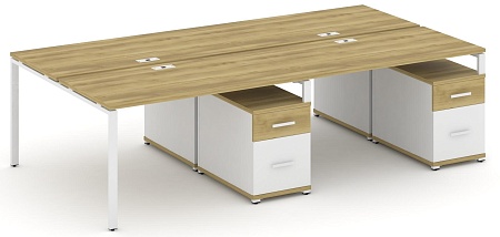 Рабочая станция на 4 места с двумя двухсторонними опорными тумбами CN.DRS-323 B/W