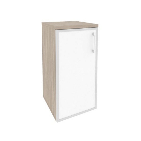 Шкаф низкий узкий левый (1 низкий фасад стекло лакобель в раме) O.SU-3.2R(L)white
