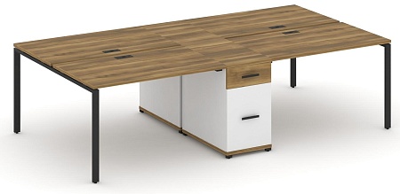 Рабочая станция на 4 места с двумя опорными тумбами CN.DRS-422 B/W