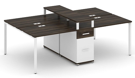 Рабочая станция на 6 мест с четыремя опорными тумбами CN.DRS-437 B/W