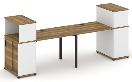 Рабочая станция с опорными шкафом купе с надставкой низкой CN.ORS-237 B/W